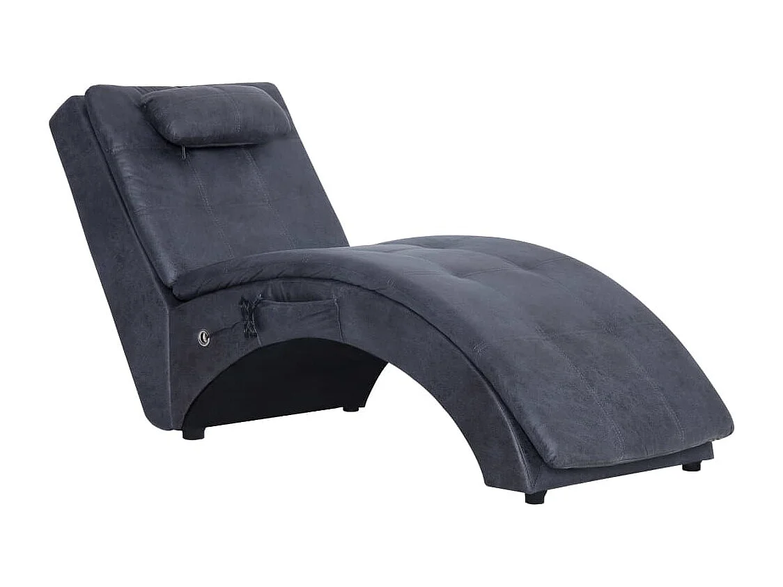 Chaise longue de massage avec oreiller Gris Similicuir daim