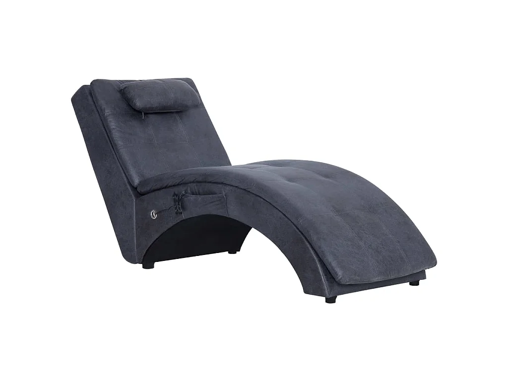 Massage Chaiselongue mit Kissen Grau Wildleder-Optik