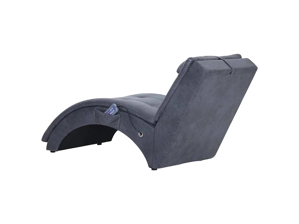 Massage Chaiselongue mit Kissen Grau Wildleder-Optik