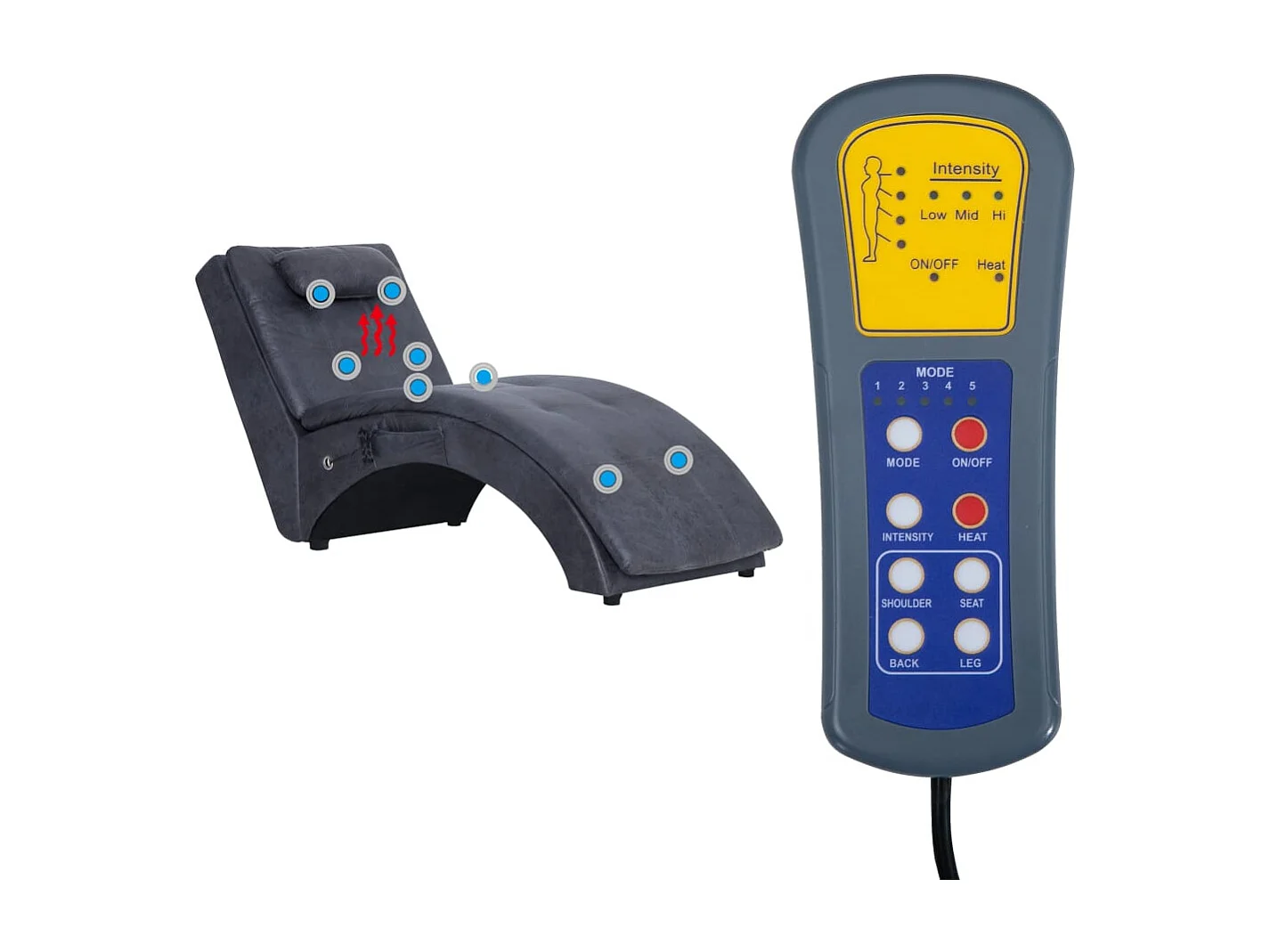 Massage Chaiselongue mit Kissen Grau Wildleder-Optik