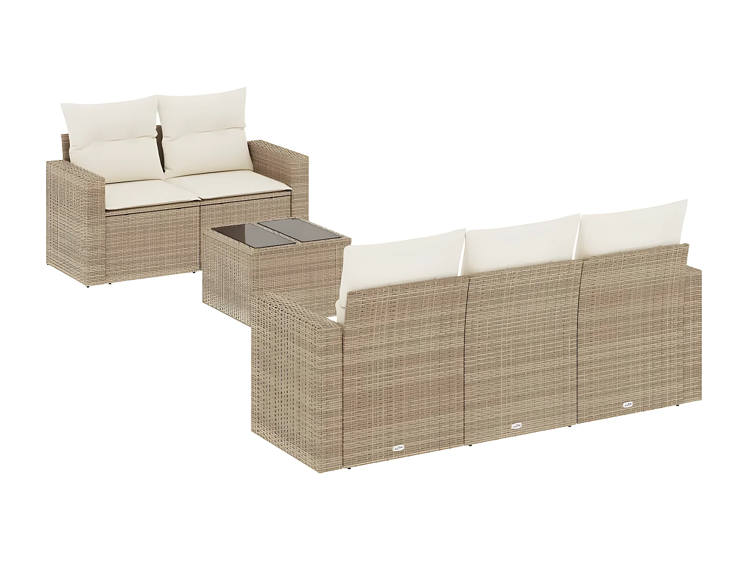 Salon de jardin avec coussins 6 pcs beige résine tressée