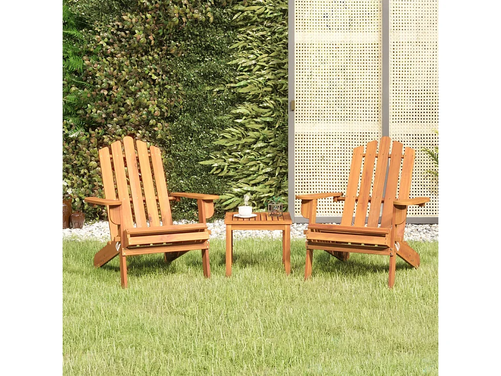 Ensemble de salon de jardin Adirondack 3 pcs bois acacia solide