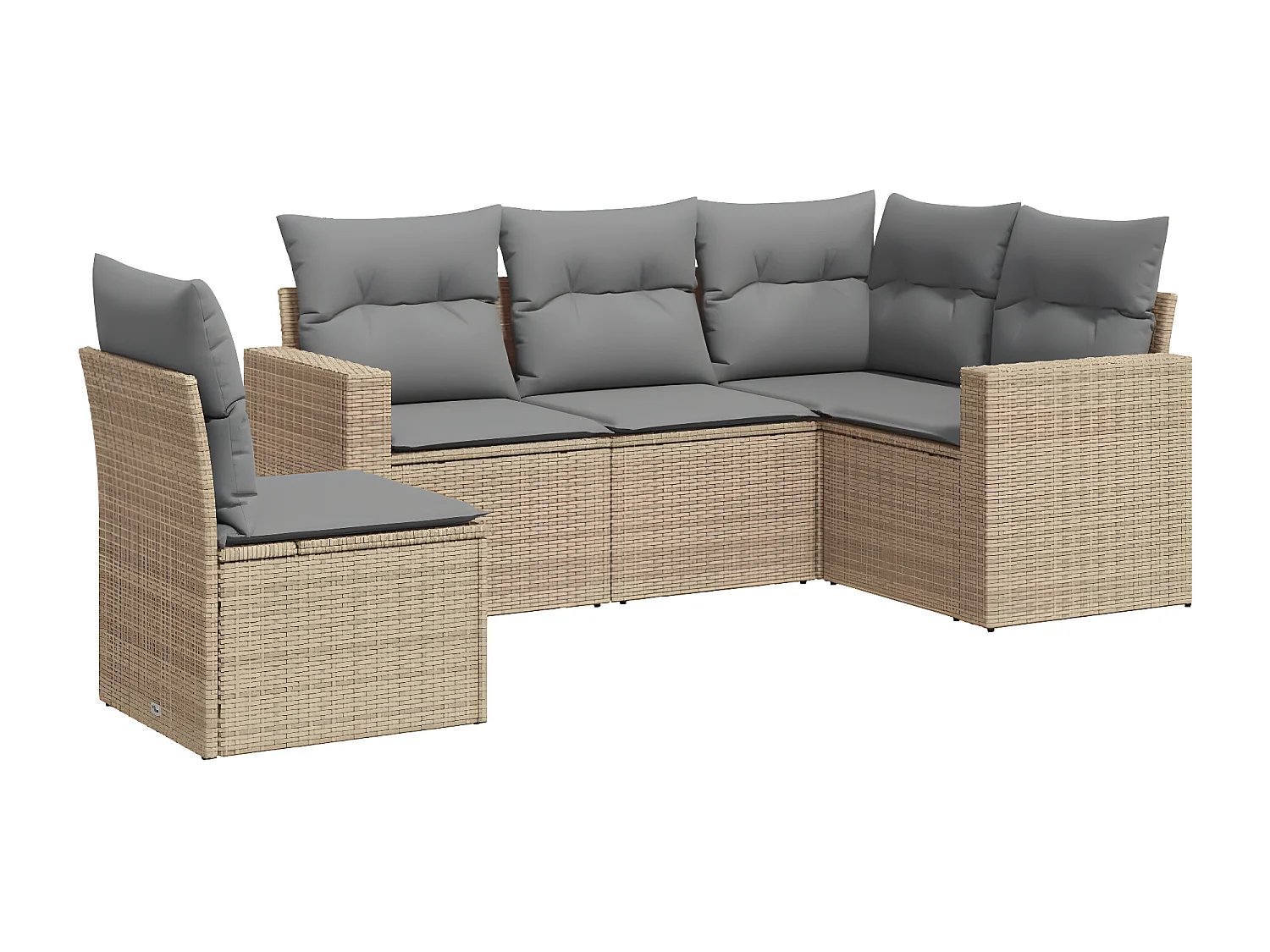 Salon de jardin avec coussins 5 pcs beige résine tressée