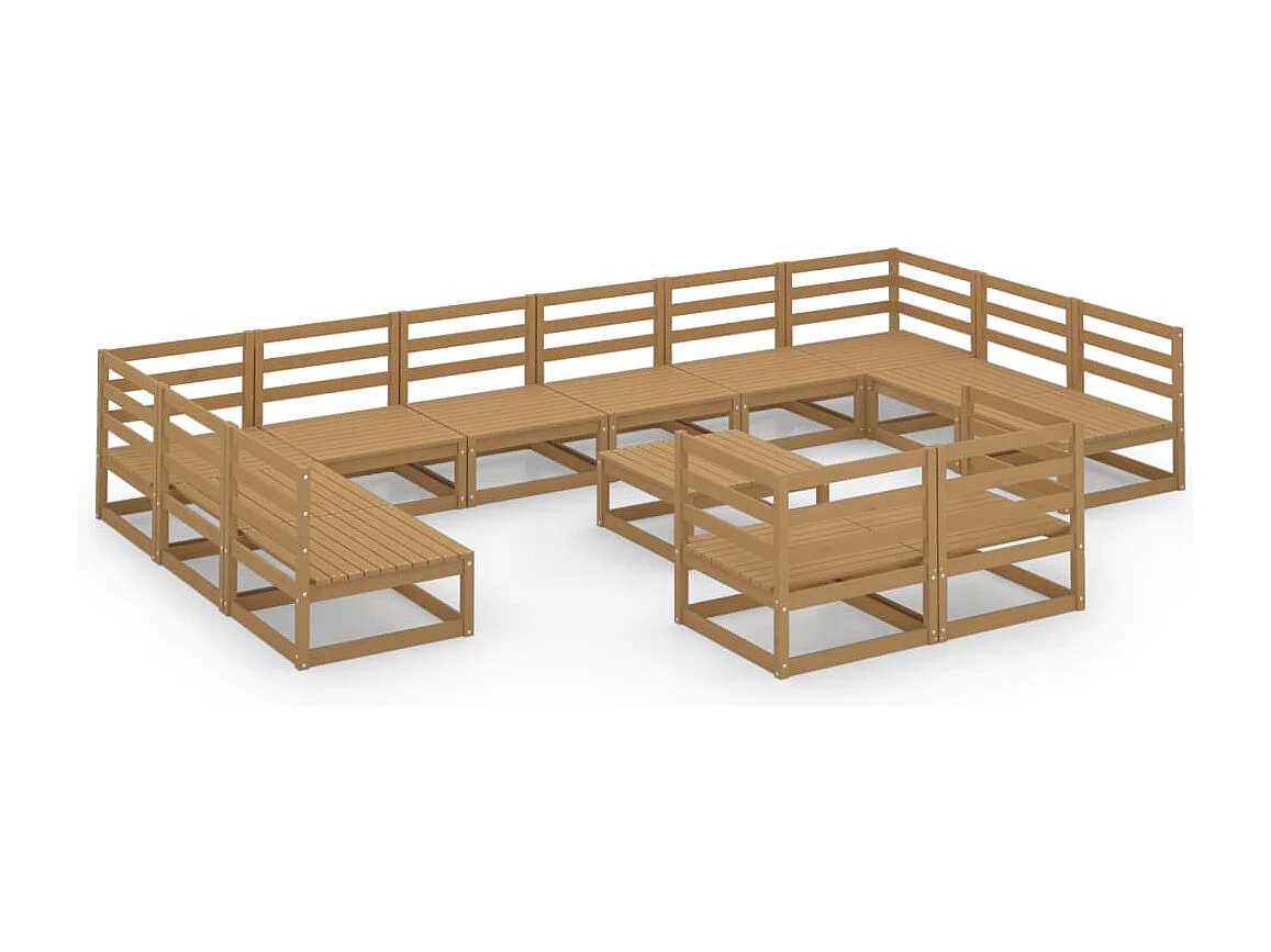 Set Divani da Giardino 13 pz in Legno Massello di Pino