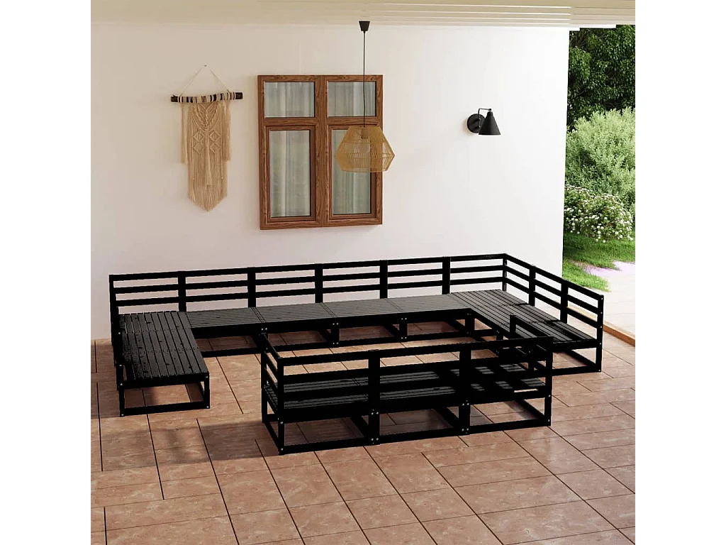 13-delige Loungeset massief grenenhout