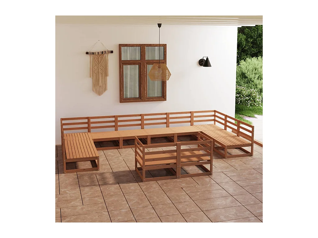 12-delige Loungeset massief grenenhout