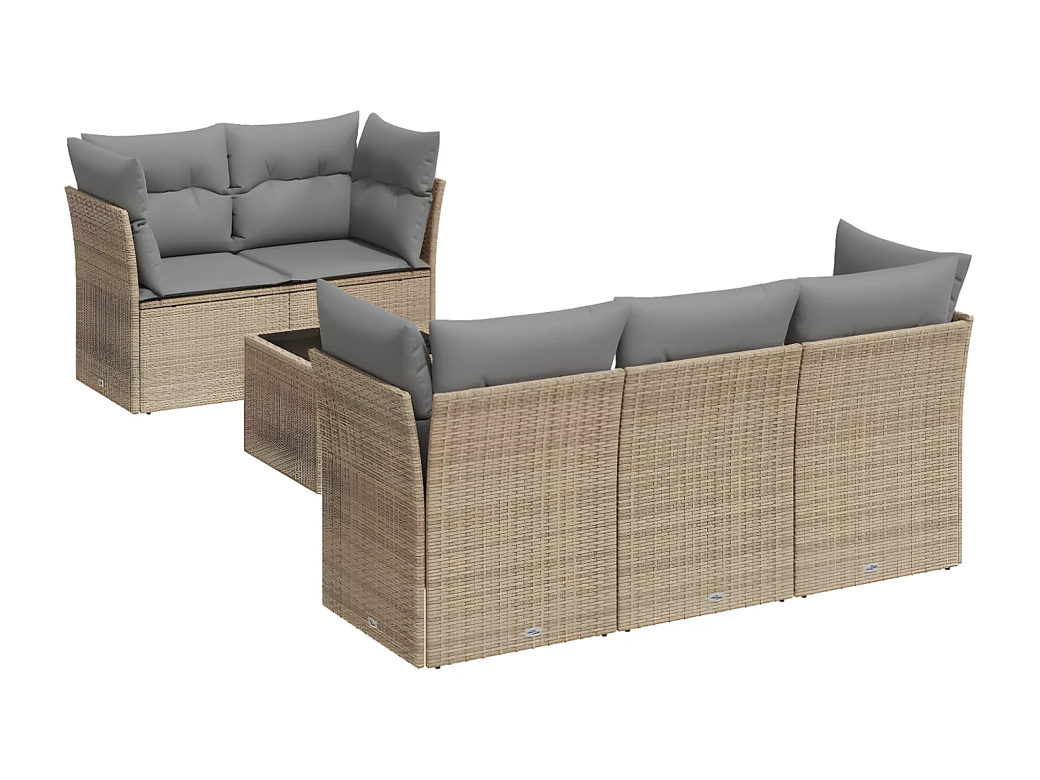 Salon de jardin avec coussins 6 pcs beige résine tressée