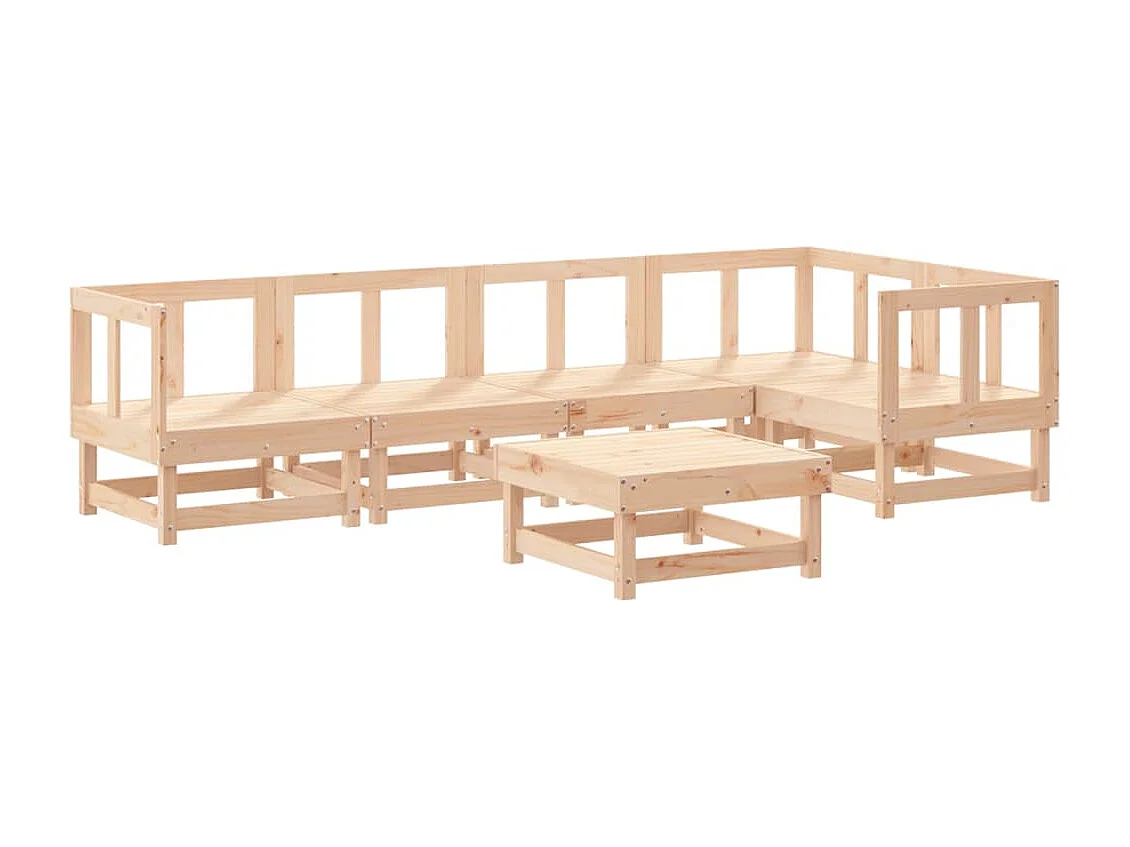 6-delige Loungeset massief grenenhout