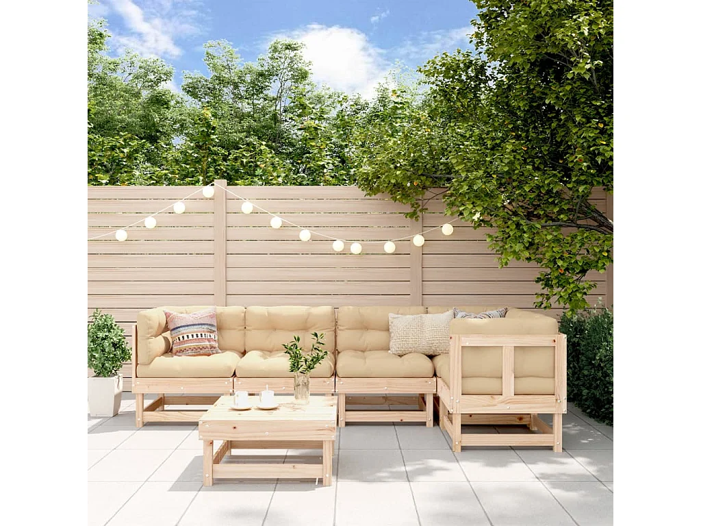 6-delige Loungeset massief grenenhout