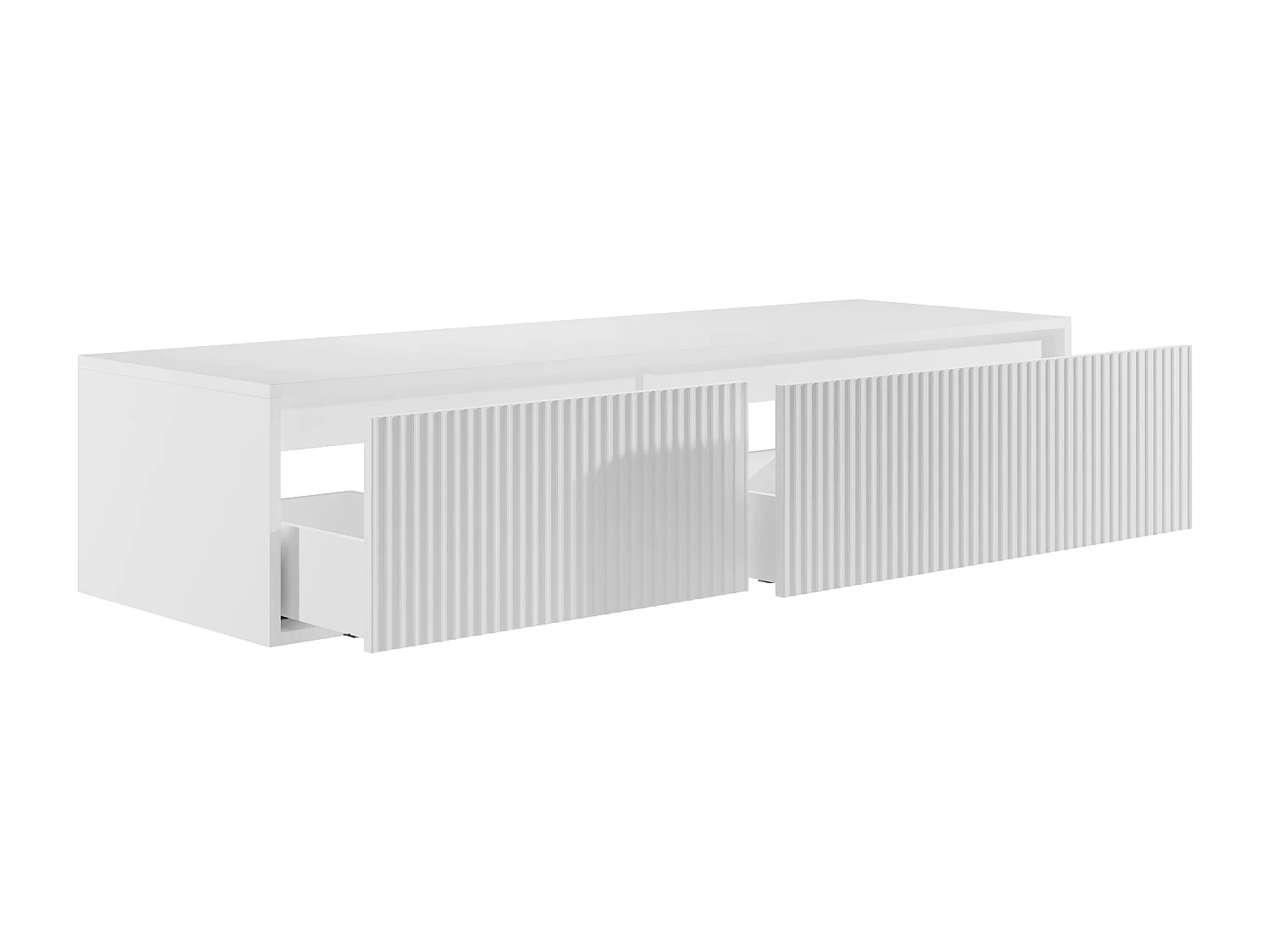 Szafka pod umywalkę wisząca w paski – Biała – 150 cm – ARNEGA