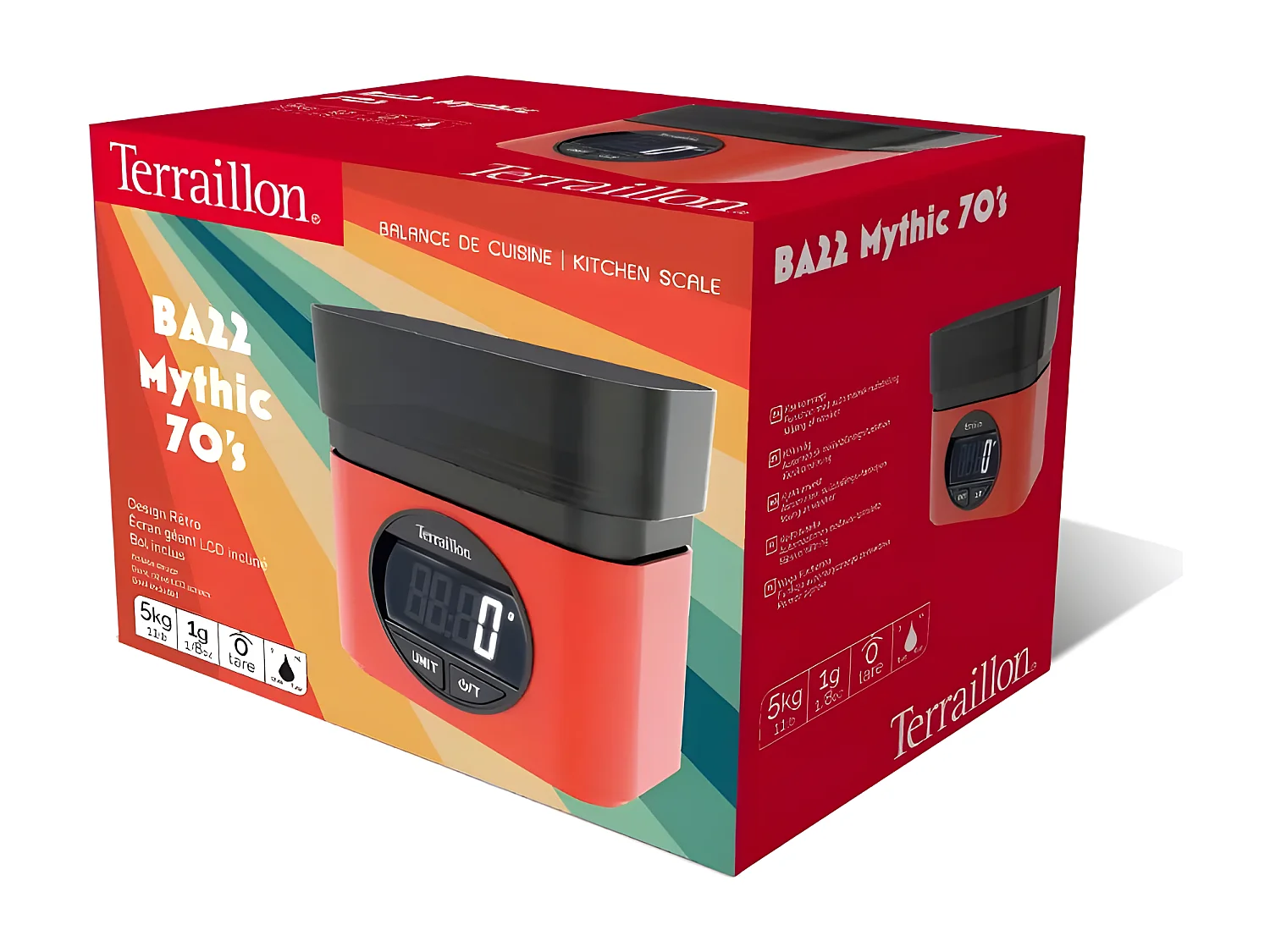 Terraillon Balance de cuisine électronique 5kg-1g rouge - BA22MYTHIC70SROUGE