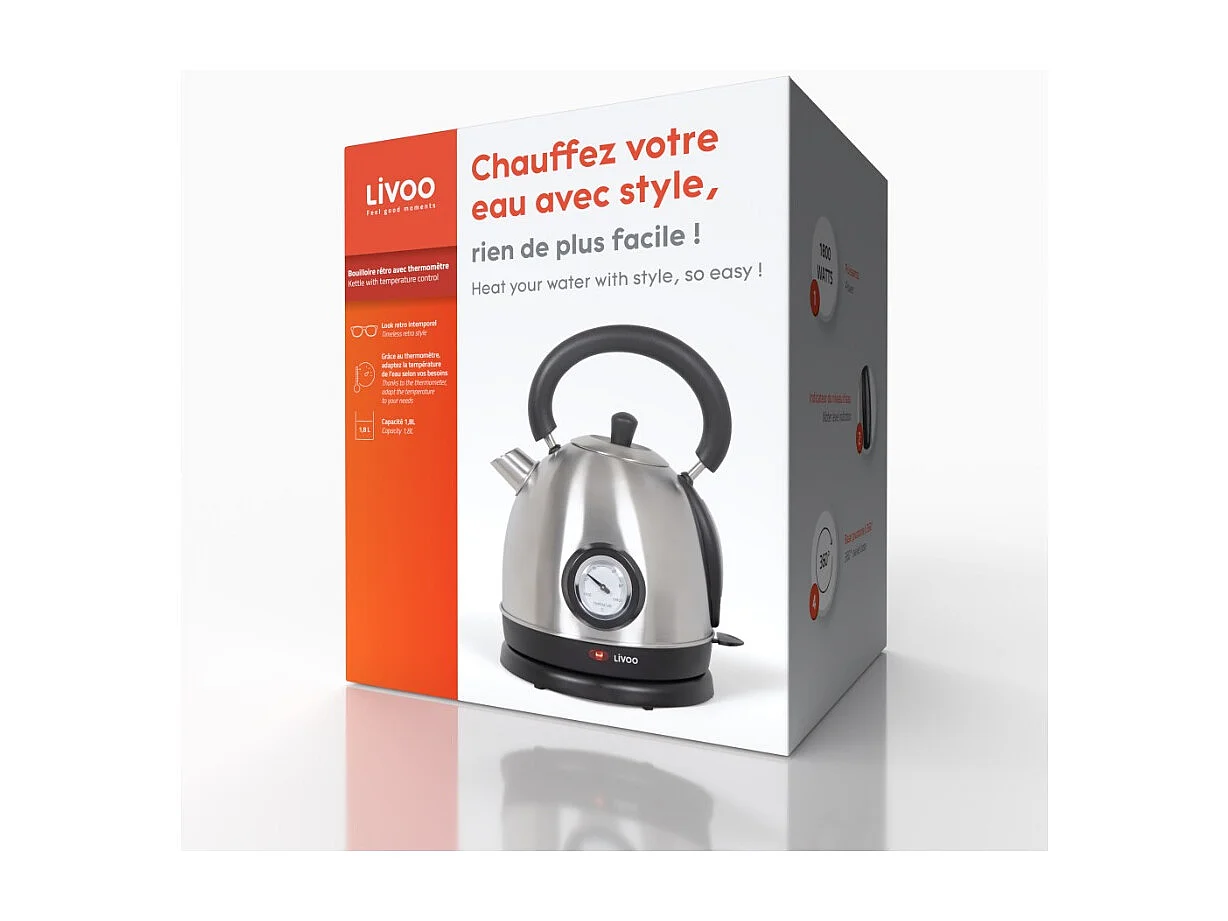 Wasserkocher mit Temperaturregelung 1,8 L 1800 W Silbern