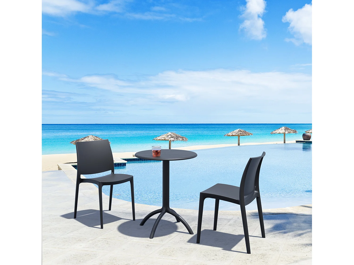 Lot de 2  Chaises de jardin - Plastique - Olive - Maya