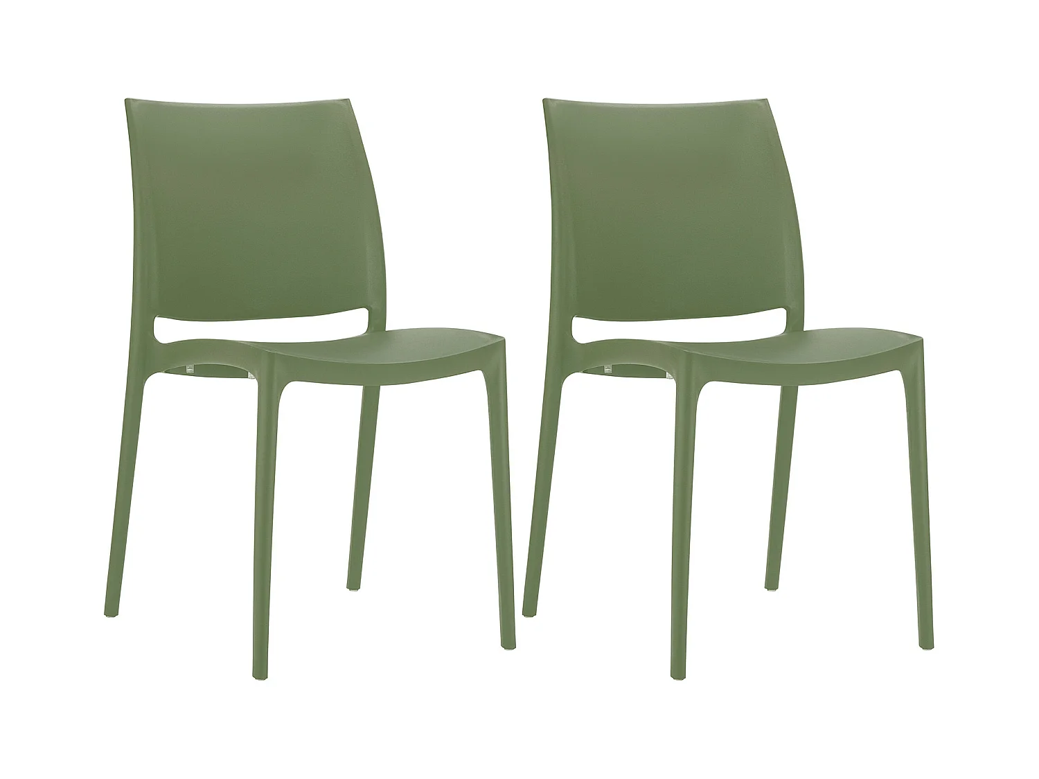 Lot de 2  Chaises de jardin - Plastique - Olive - Maya