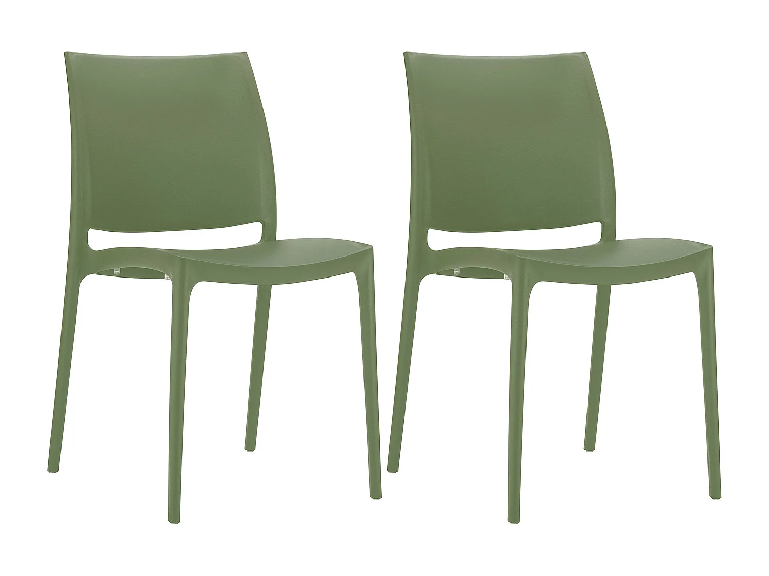 Lot de 2  Chaises de jardin - Plastique - Olive - Maya