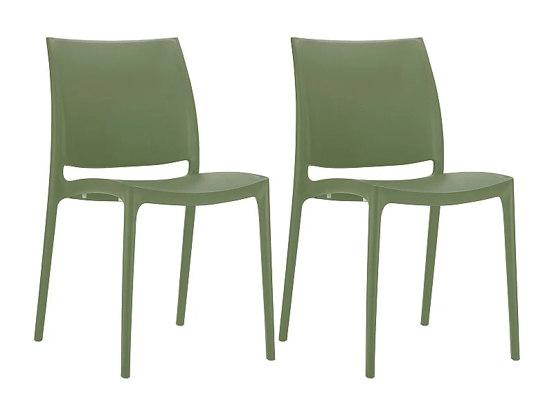 Lot de 2  Chaises de jardin - Plastique - Olive - Maya