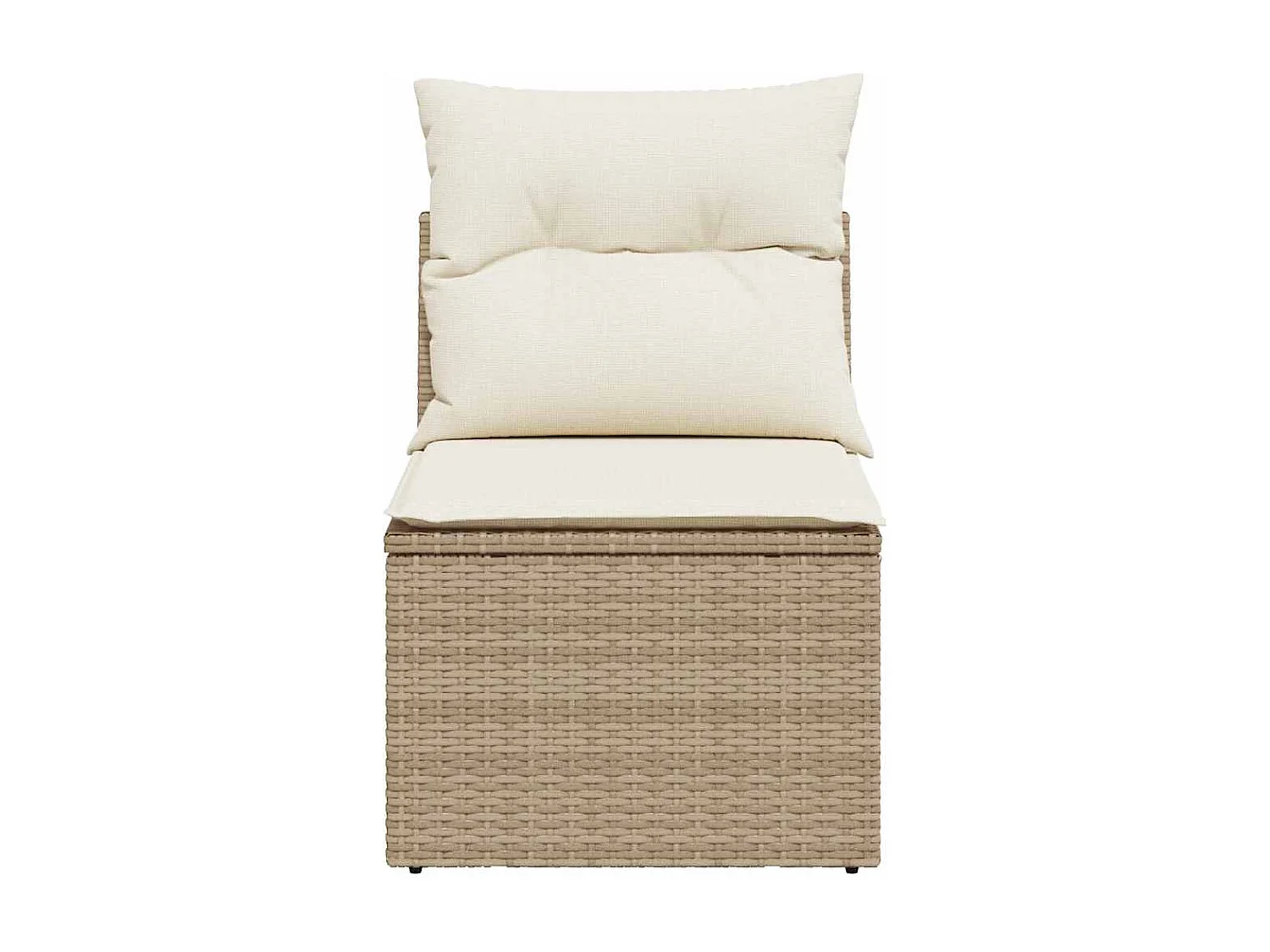 Chaise de jardin sans accoudoirs avec coussins beige poly rotin