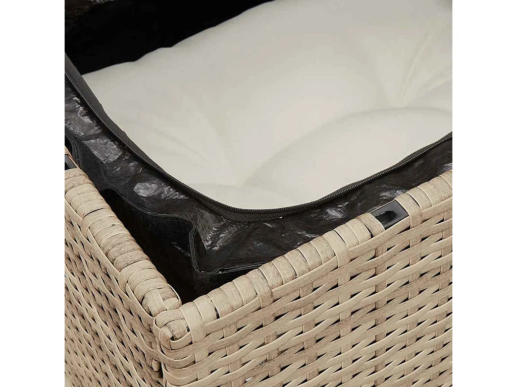 Chaise de jardin sans accoudoirs avec coussins beige poly rotin