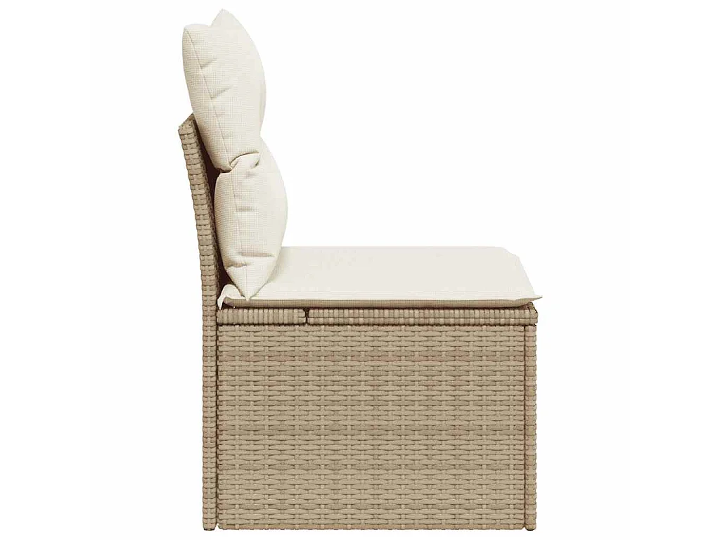 Tuinstoel zonder armleuning met kussens poly rattan beige