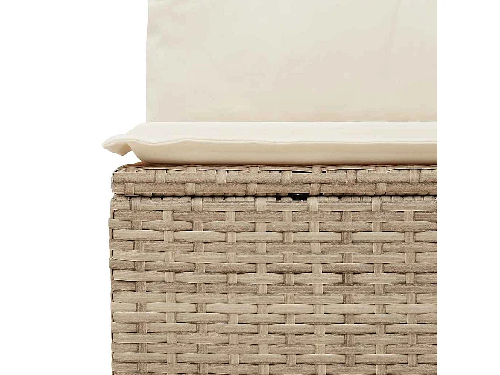Tuinstoel zonder armleuning met kussens poly rattan beige