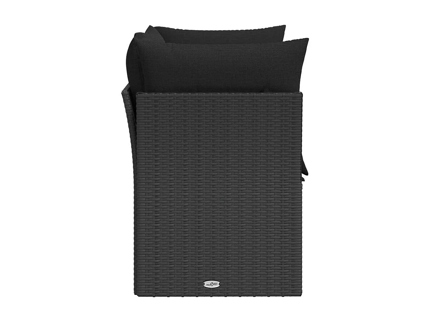 Divano da giardino con cuscini 2 posti nero in polyrattan