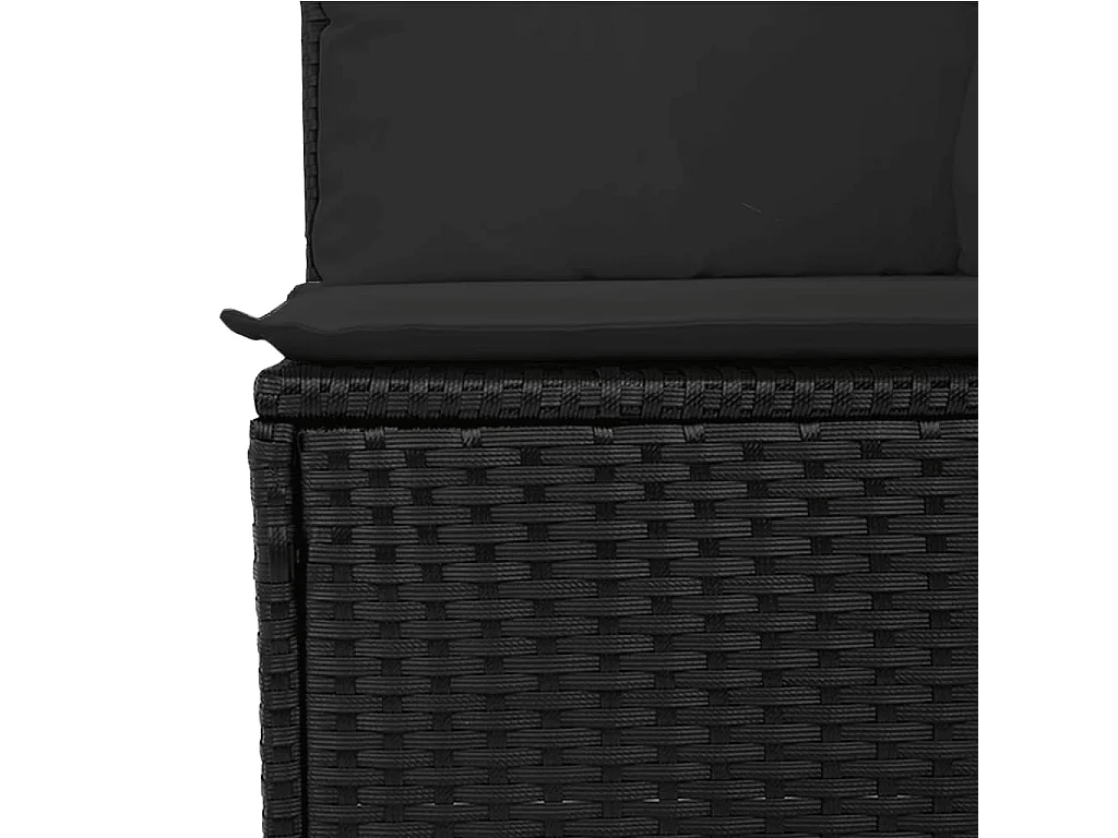 Tuinbank met kussens 2-zits zwart poly rattan
