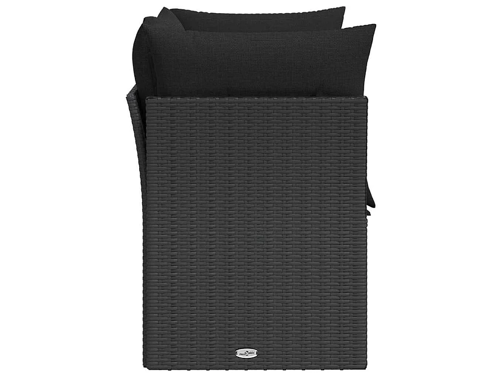 Gartensofa mit Kissen 2-Sitzer Schwarz Poly Rattan