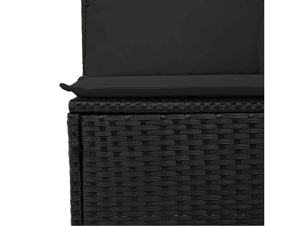 Gartensofa mit Kissen 2-Sitzer Schwarz Poly Rattan