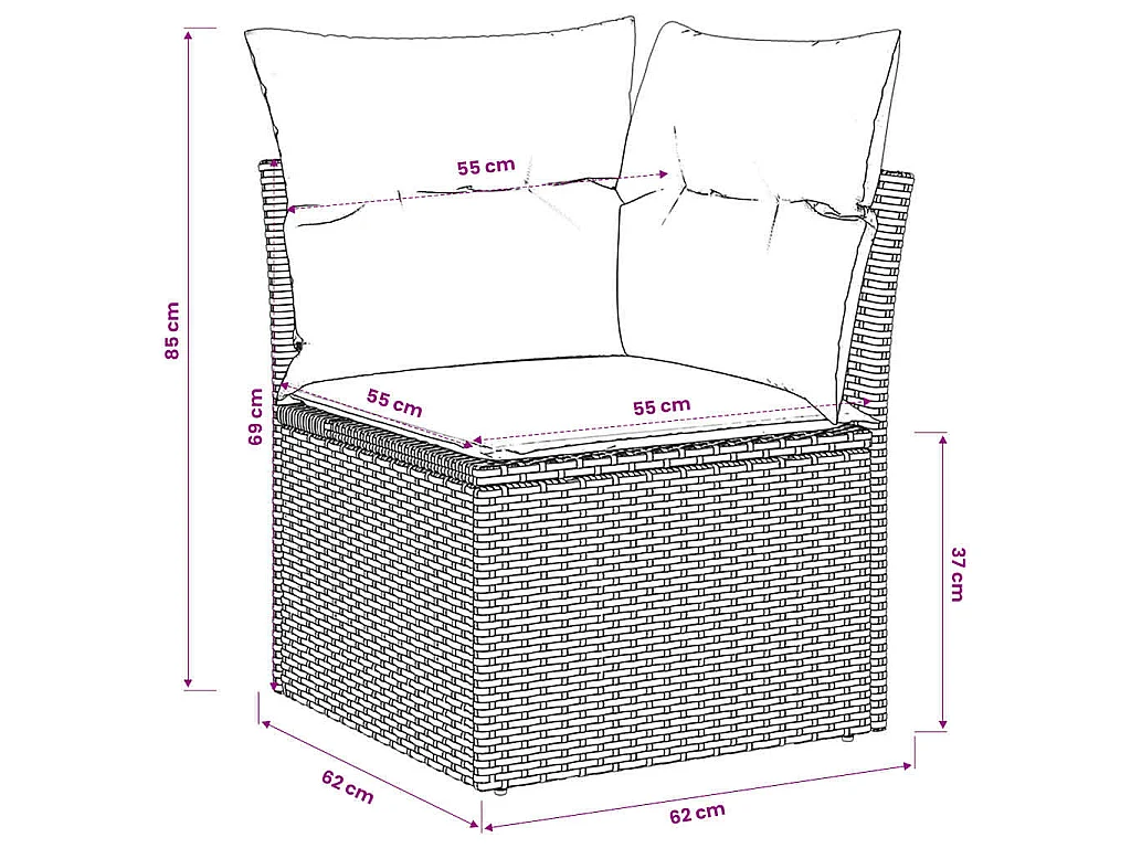 Divano Angolare da Giardino con Cuscini in Polyrattan Marrone