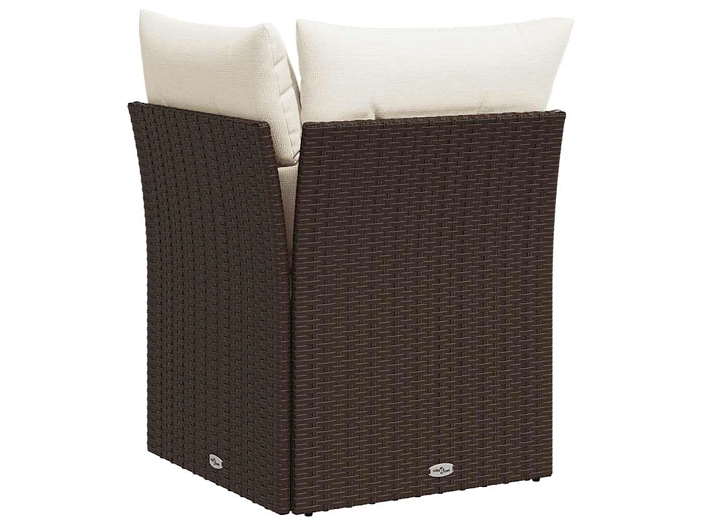 Divano Angolare da Giardino con Cuscini in Polyrattan Marrone