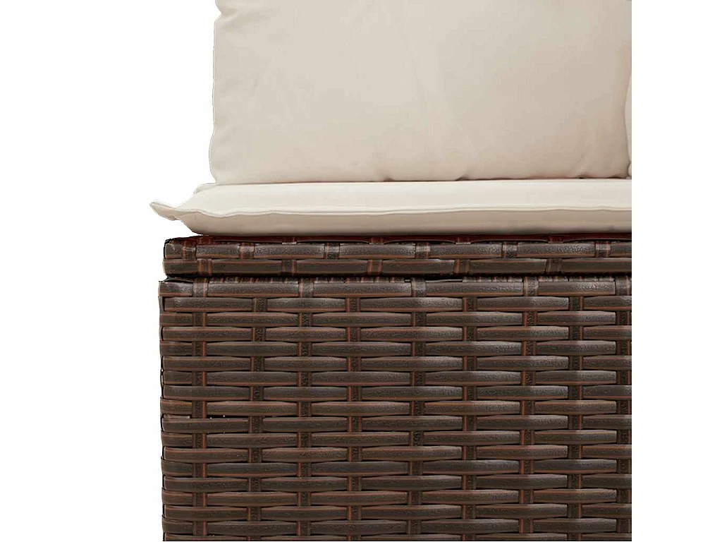 Divano Angolare da Giardino con Cuscini in Polyrattan Marrone