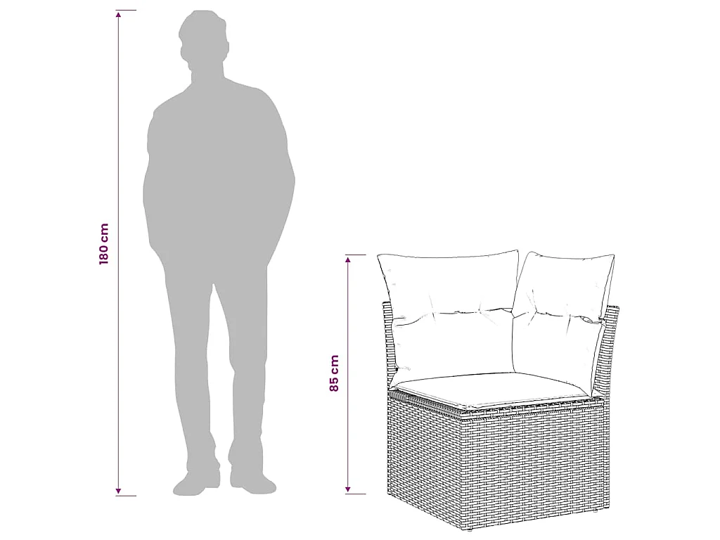 Divano Angolare da Giardino con Cuscini in Polyrattan Marrone