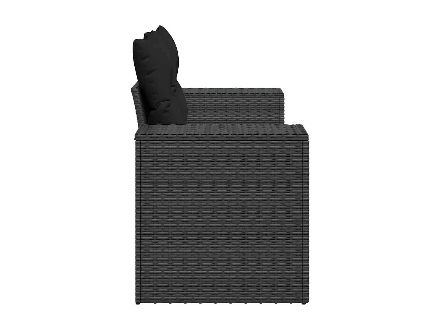 Gartensofa mit Kissen 2-Sitzer Schwarz Poly Rattan