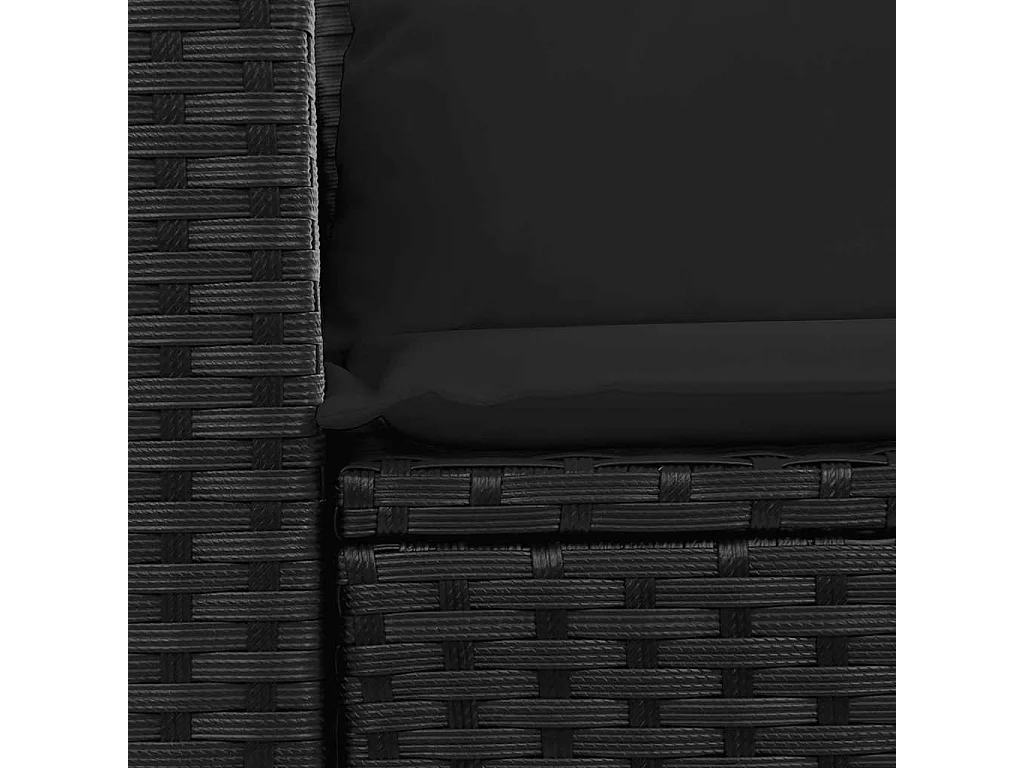 Gartensofa mit Kissen 2-Sitzer Schwarz Poly Rattan