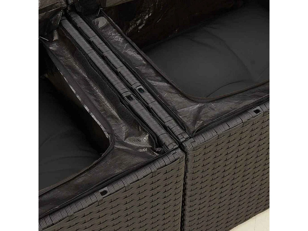 Divano da giardino con cuscini 2 posti nero in polyrattan