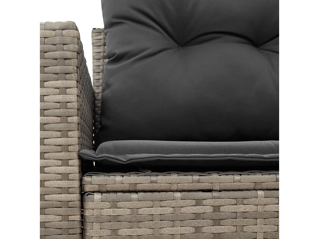 Gartensofa 2-Sitzer mit Kissen Grau Poly Rattan