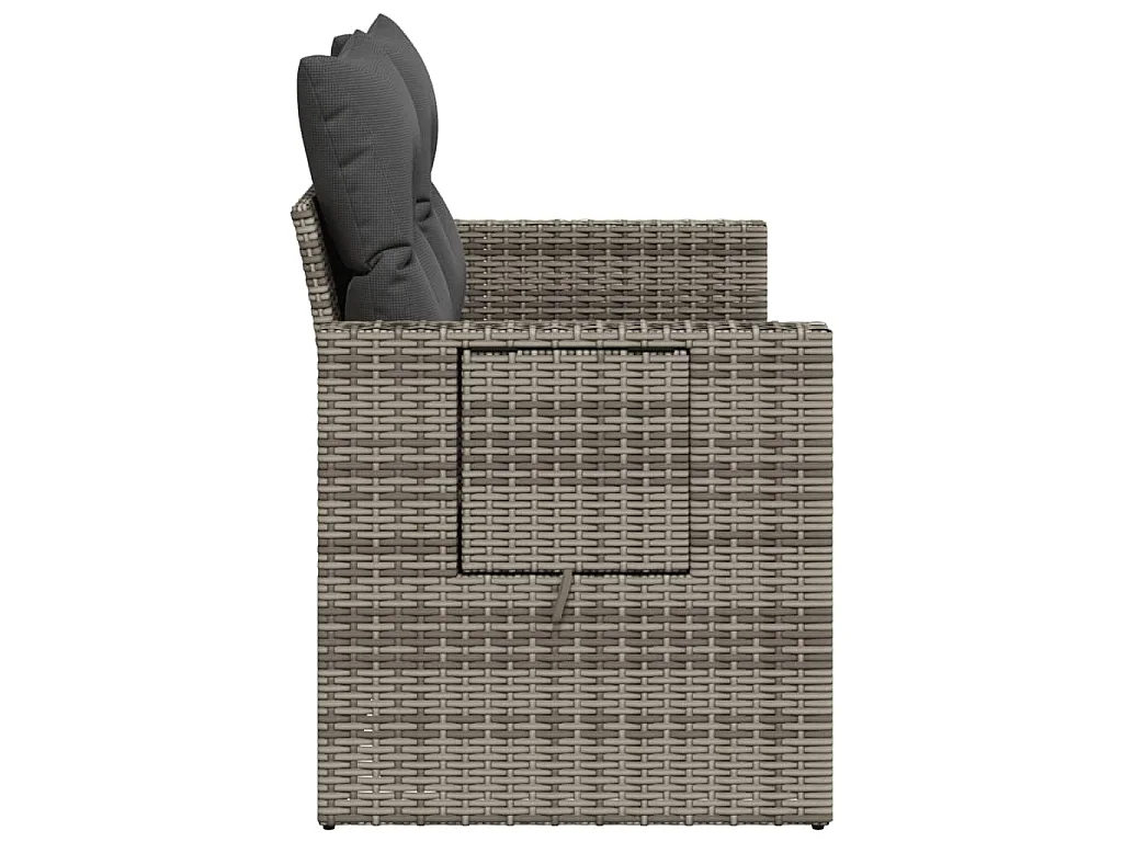 Canapé de jardin 2 places avec coussins gris résine tressée