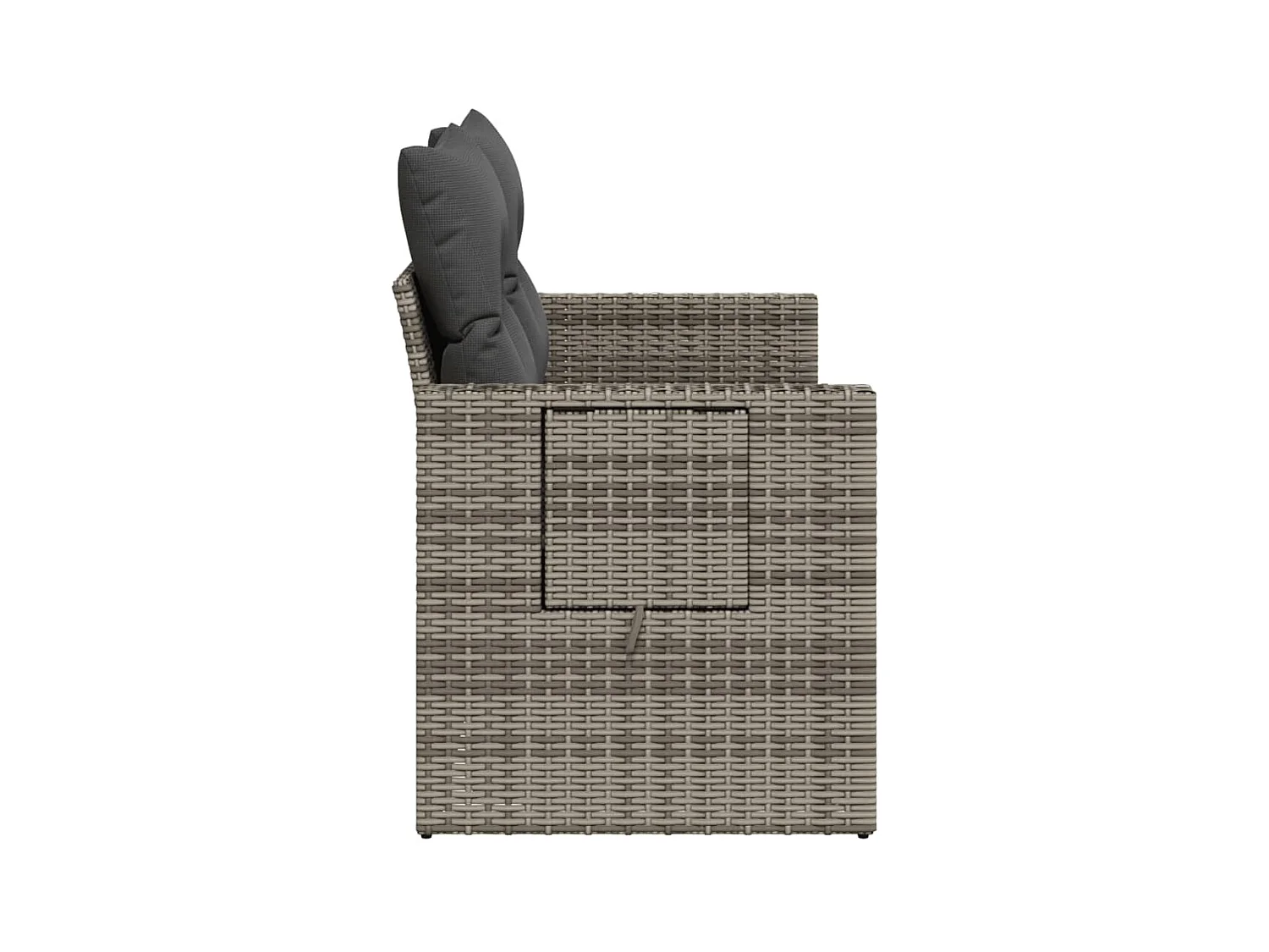 Gartensofa 2-Sitzer mit Kissen Grau Poly Rattan
