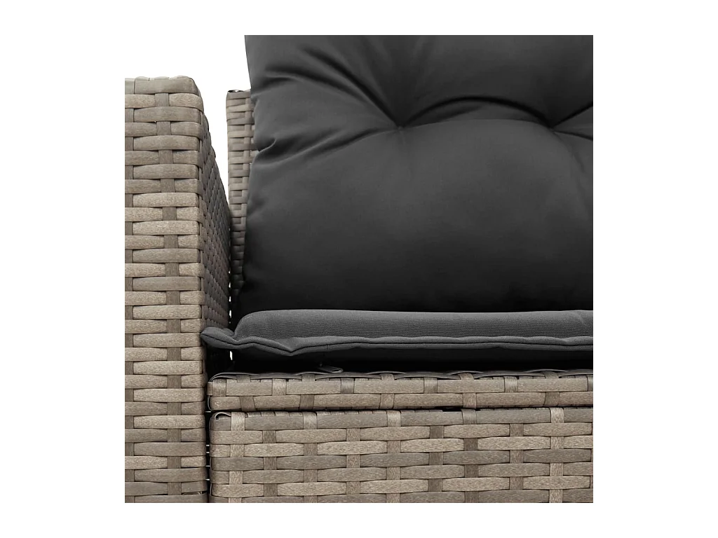 Gartensofa 2-Sitzer mit Kissen Grau Poly Rattan