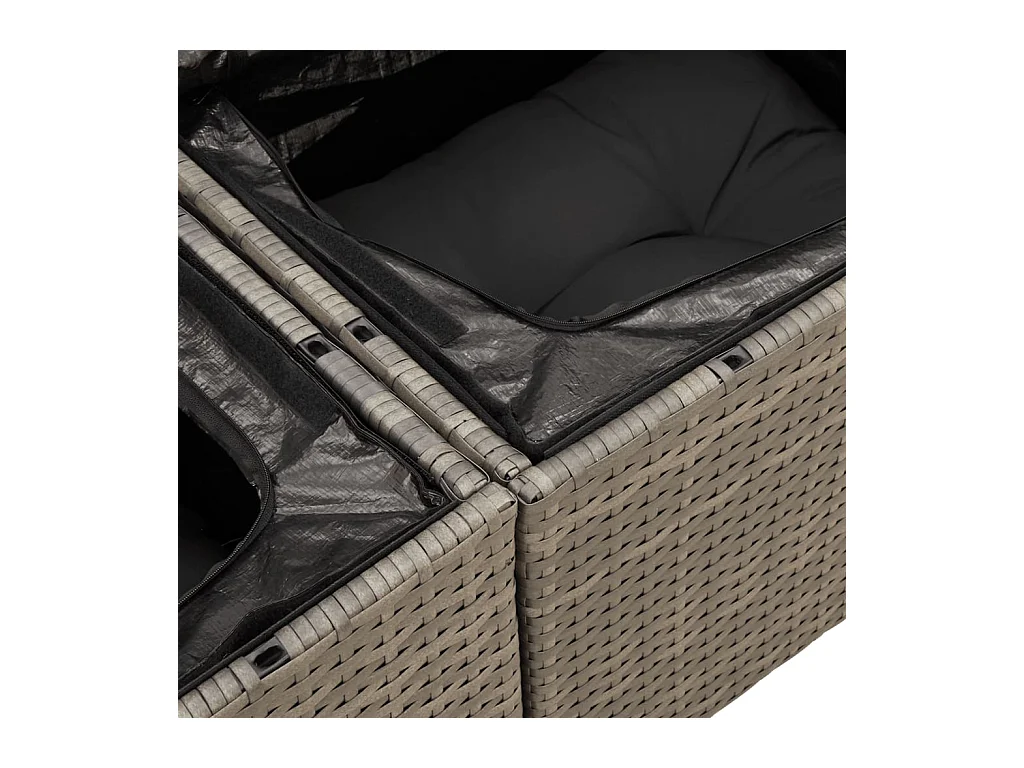 Gartensofa 2-Sitzer mit Kissen Grau Poly Rattan