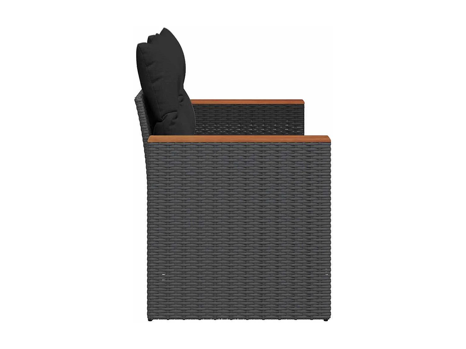 Gartensofa mit Kissen 2-Sitzer Schwarz Poly Rattan