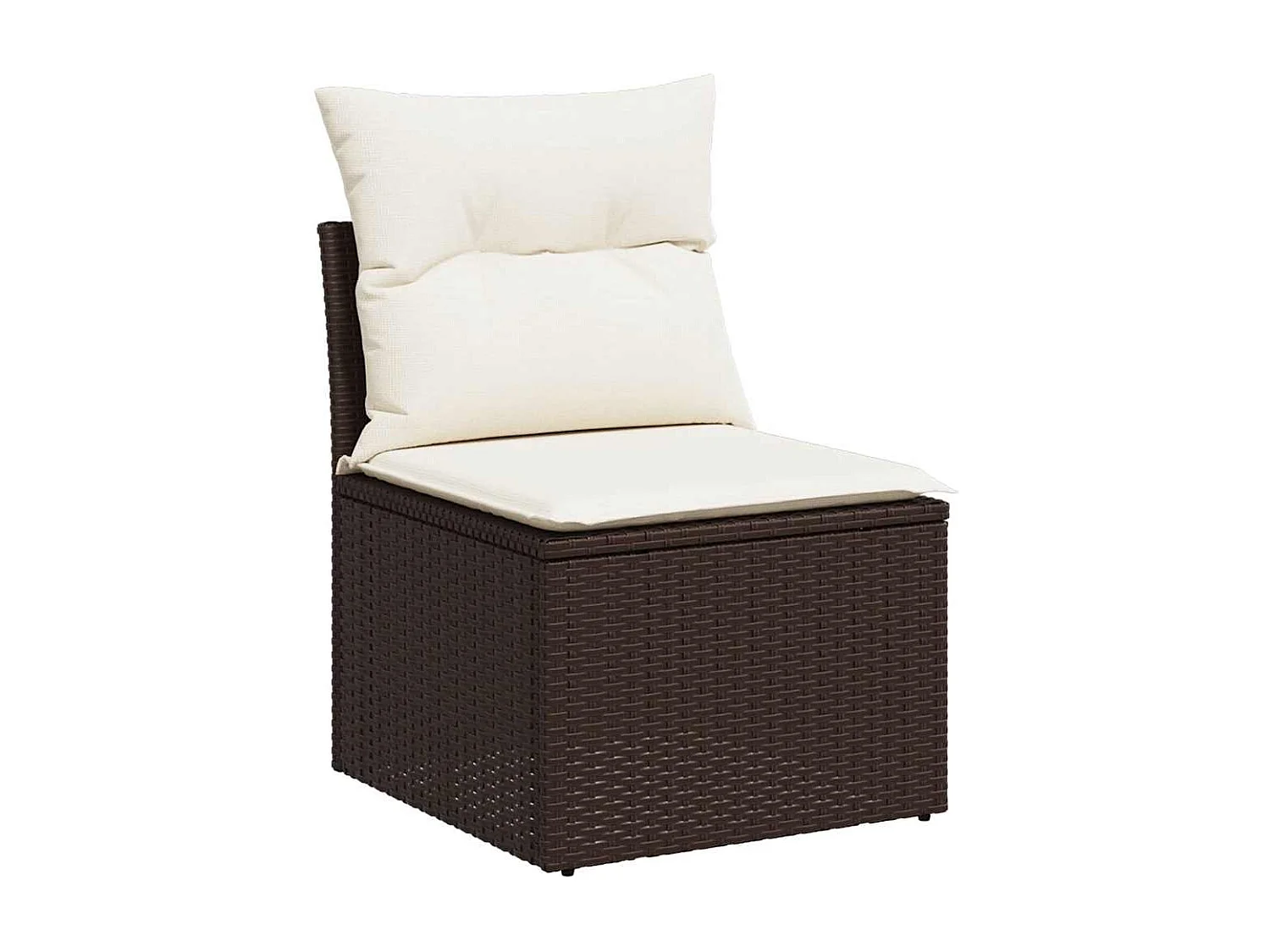 Canapé de jardin sans accoudoirs coussins brun résine tressée