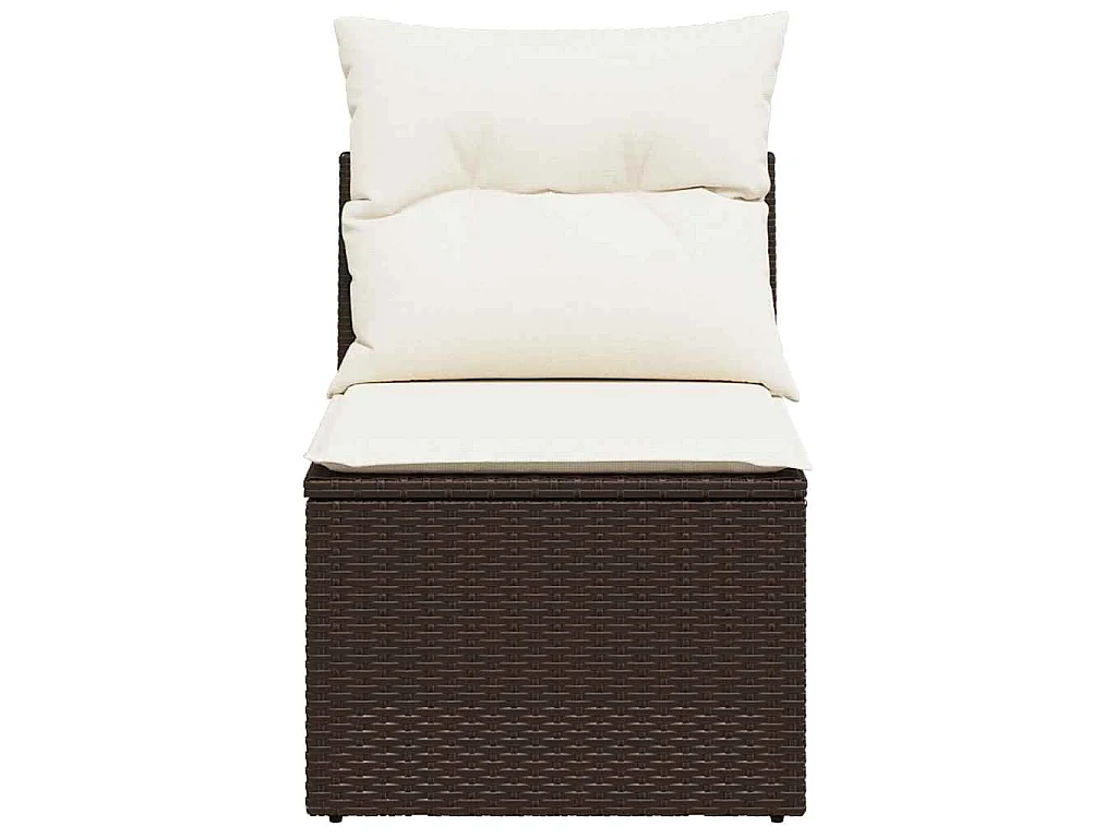 Canapé de jardin sans accoudoirs coussins brun résine tressée