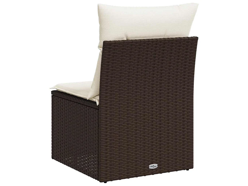 Canapé de jardin sans accoudoirs coussins brun résine tressée