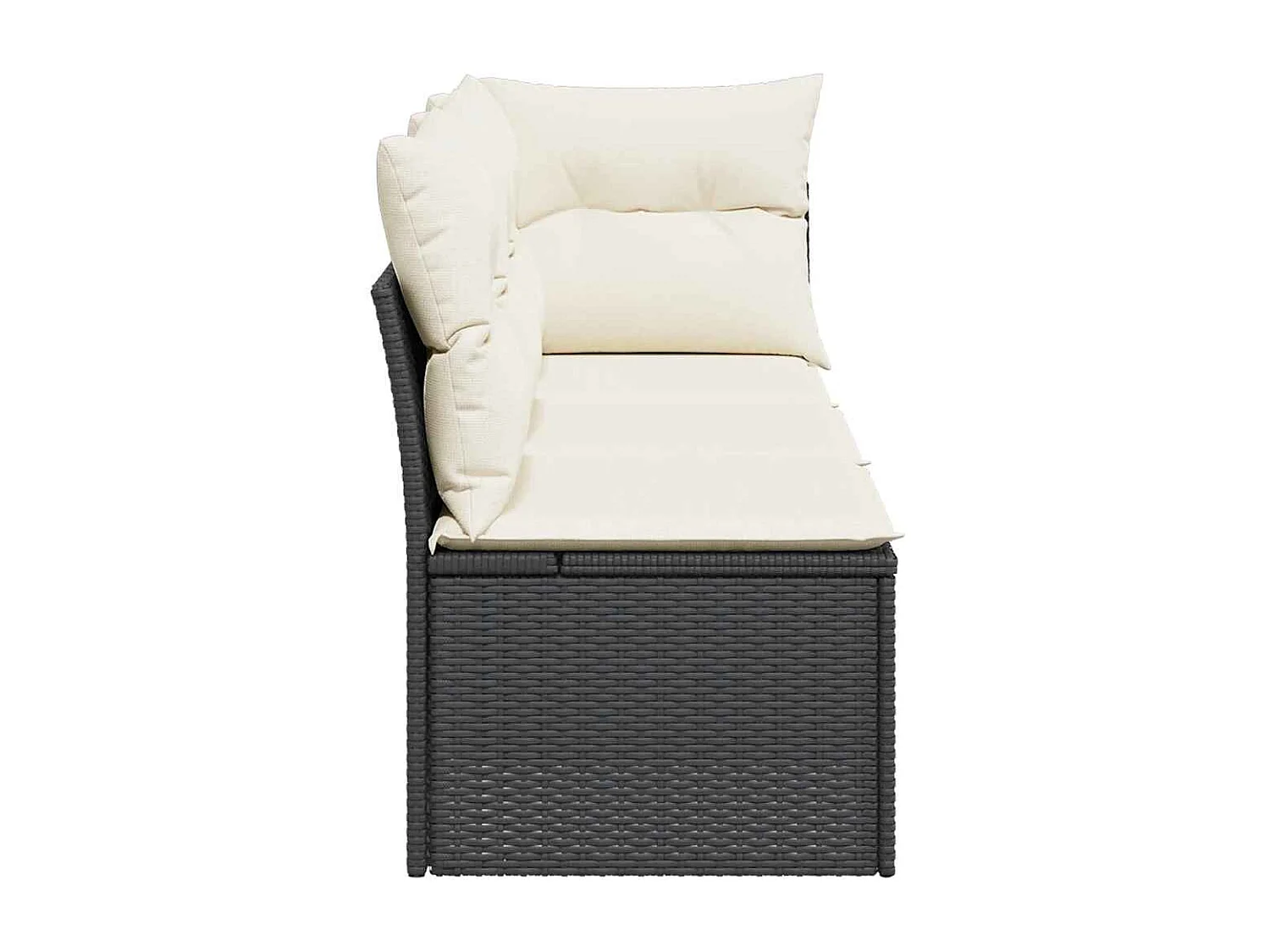 Tuinbank 3-zits met kussens poly rattan zwart