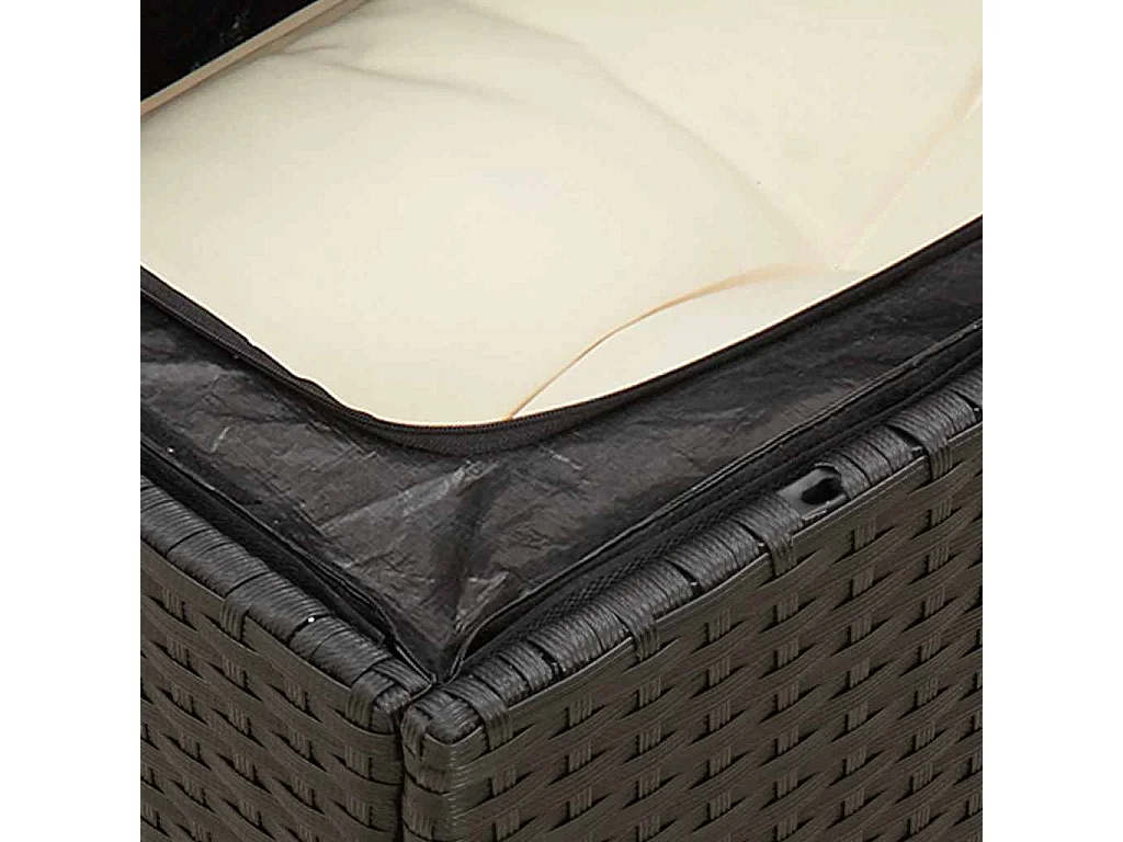 Tuinbank 3-zits met kussens poly rattan zwart