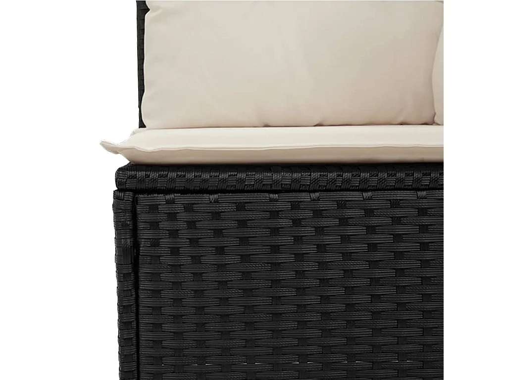 Tuinbank 3-zits met kussens poly rattan zwart