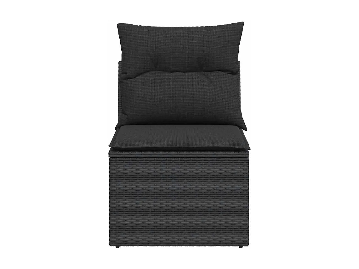Chaise de jardin sans accoudoirs avec coussins en polyrotin noir