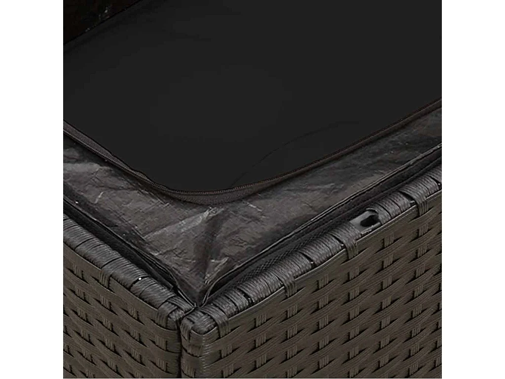 Chaise de jardin sans accoudoirs avec coussins en polyrotin noir
