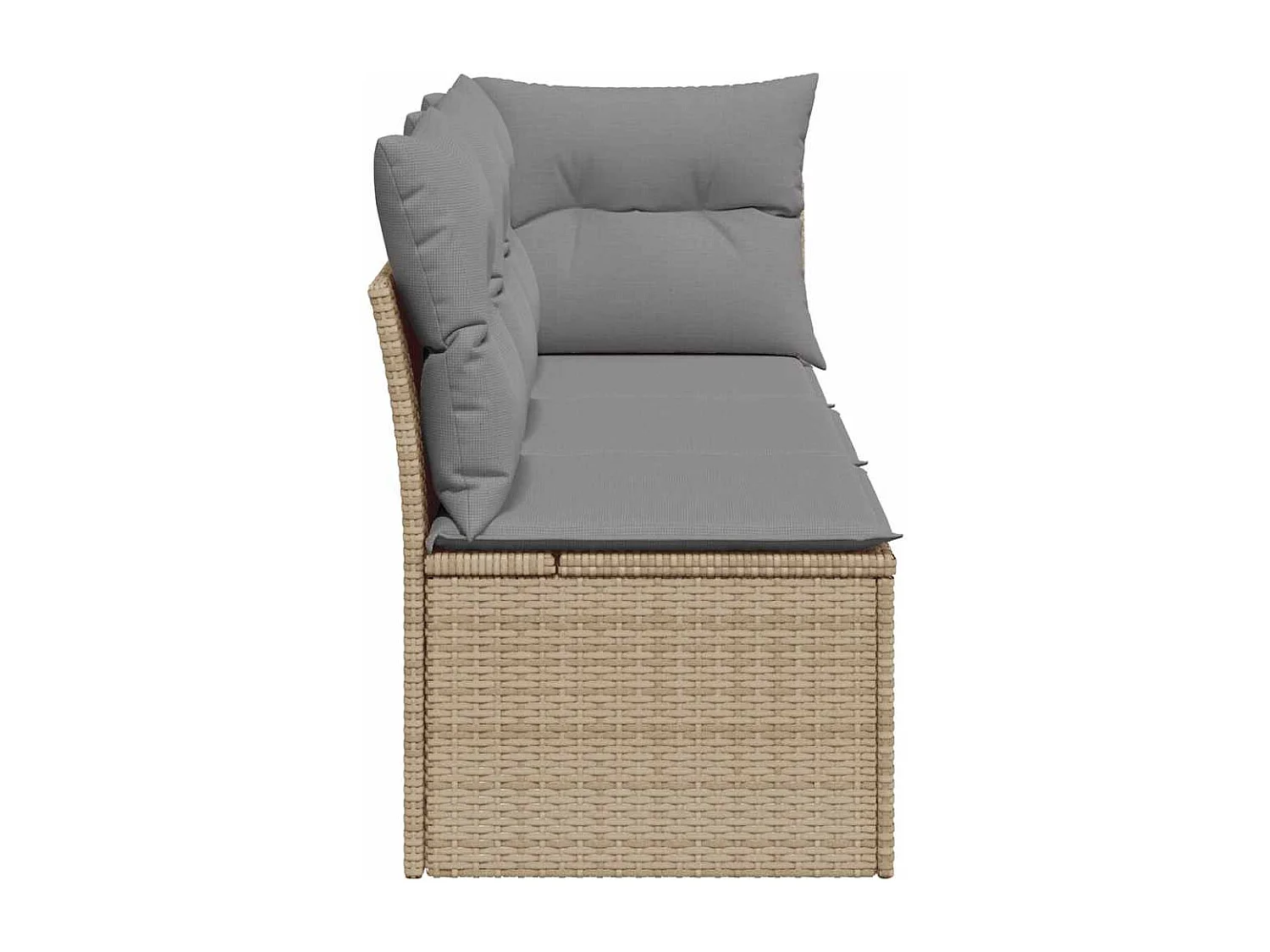 Canapé de jardin avec coussins 3 places beige résine tressée